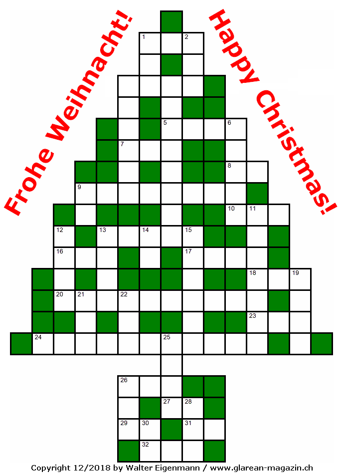 Musik-Weihnachtsrätsel - Music Crossword Puzzle - Glarean Magazin 2018