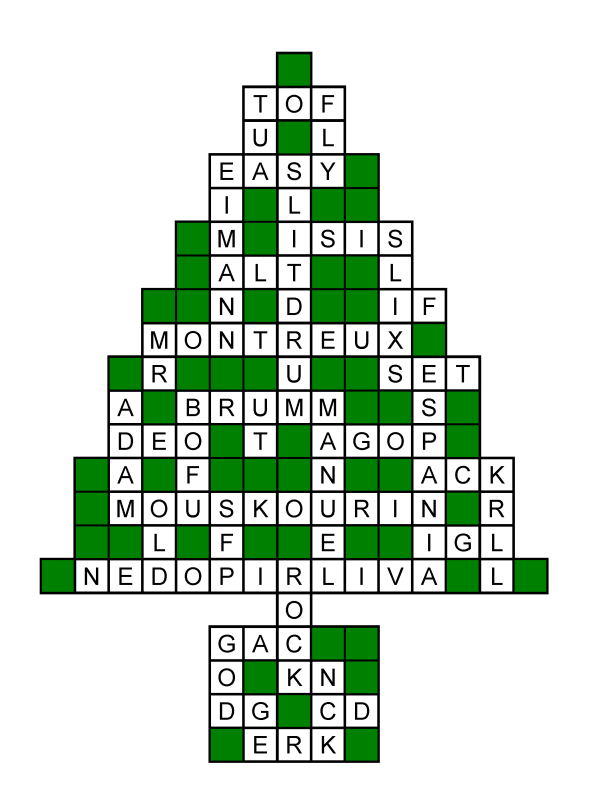 Weihnachtsrätsel 2018 - Musik-Kreuzworträtsel - Crossword Puzzle - Lösung - Glarean Magazin