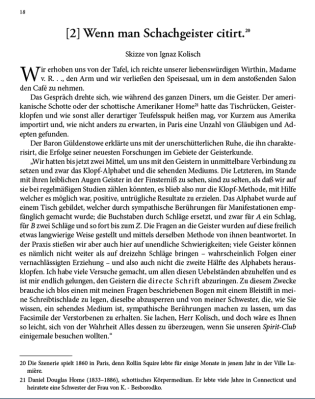 "Das Gespräch drehte sich um Geister": Leseprobe aus "Die Feuilletons von Ignaz Kolisch" (Vergrösserung mit Mausklick)