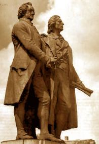 Das Goethe-Schiller-Denkmal in Weimar