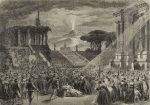 Gigantomanie der Pariser "Grand Opera": Hunderte Komparsen und Requisiten für die "Stumme" von Auber mit einem beispiellosen technischen Aufwand
