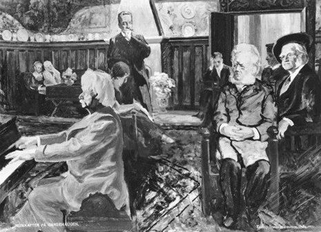 Grieg am Klavier, Ibsen als Zuhörer (Postkarte von 1905, Bergen) Grieg am Klavier, Ibsen als Zuhörer (Postkarte von 1905, Bergen)