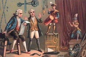 Jacques Vaucansons mechanischer Trommler (Zeitgenössische Postkarte)