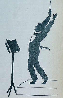 Dirigent Richard Wagner erstürmt den Himmel (Zeitgenössische Karikatur)