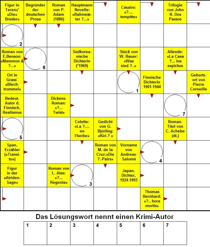 Das neue Literatur-Kreuzworträtsel (Mai 2013)