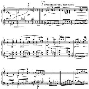 Beginn des Trio's aus dem vierten Satz der Klaviersonate Nr. 7 von Viktor Ullmann