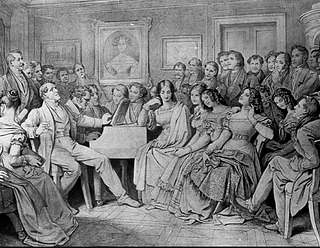 Eine der Keimzellen genialer Männerchor-Literatur: Die legendären "Schubertiaden" (Der Meister mit Brille am Klavier)