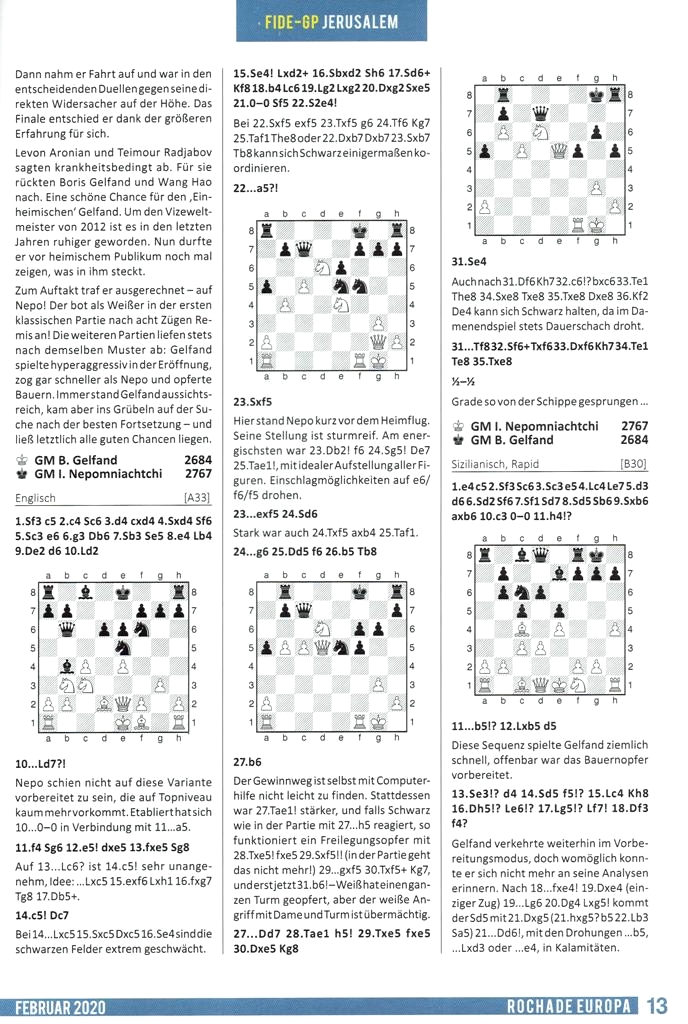 Rochade Europa - Ausgabe Februar 2020 - Analyse - Glarean Magazin
