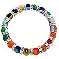 Multicolor Murrine Mosaik elastisches Armband mit Swarovsky Murano Glas Made in Italy