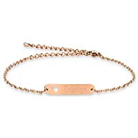 Armband mit Namen Gravur | ID Armband | Personalisierte Geschenke | Individuelle Wunschgravur | Personalisierter Schmuck | Trauzeugin Armband in Schmuckverpackung als Geschenk | Farbe Roségold
