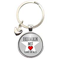 MeLifestyle Cabochon Schlüsselanhäger Erzieherin mit Herz Danke für Alles Geschenk Abschied