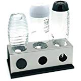 3er Abtropfhalter aus Edelstahl für z.B. Sodastream Crystal/Source/Easy/Cool Flaschen Flaschenhalter wählbar mit/ohne Abtropfmatte Abtropfschale