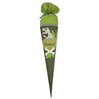 Schultüte mit Namen, Stoffschultüte, Schultüte aus Stoff, Dinosaurier