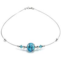 Sezione Aurea Firenze - Halskette mit 925-Sterling Silber, einer Perle aus Muranoglas und Swarovski Kristallen
