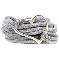 Armband Wickelarmband Stoff grau meliert oder in Wunschfarbe 60 Varianten mit Herz silber individuelle Geschenke mit Liebe