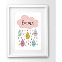 Geburtsanzeige personalisiert A4 ohne Rahmen, Wolke rosa, Geschenk Geburt Taufe Mädchen, Geburtsdruck