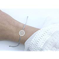 SCHOSCHON Damen Blume des Lebens Armband Silber-Grau 925 Silber | Lebensblume Schmuck Geschenk personalisierte Geschenke