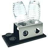Abtropfhalter 2.0 aus Edelstahl für z.B. Soda-stream Crystal/Source/Easy/Cool Flaschen Flaschenhalter wählbar mit/ohne Abtropfmatte Abtropfschale