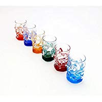 Set von 6 Schnapsgläsern Source Jazz“ von Hand bemalt Glas, Murano Venedig Stil