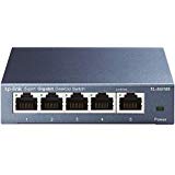 TP-Link TL-SG105 5-Port Gigabit Netzwerk Switch (bis 2000 MBit/s, 10/100/1000Mbp, geschirmte RJ-45 Ports, Metallgehäuse, optimiert Datenverkehr, IGMP-Snooping, unmanaged, lüfterlos) blau metallic