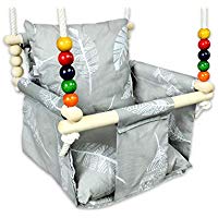 BlueKitty Schaukel für Kinder; Babyschaukel; Kinderschaukel mit Kissen, Schaukel für Haus und Garten; Babyschaukel, Stoffschaukel, Kleinkindschaukel, Innenschaukel, Verandaschaukel, Holzschaukel