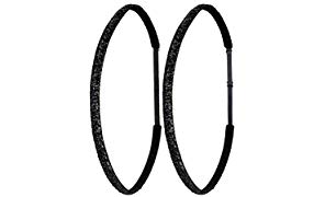 Ivybands® Mom's & Kids Edition | 2-er Pack | Black Glitter Superthin Edition | Schwarz Glitzer | Anti-Rutsch Haarband für Mutter/Mütter & Kinder/Kind | Kinderhaarband IAMKID035