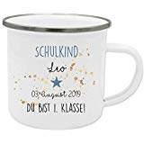 Tasse mit Name des Erstklässlers zur Einschulung