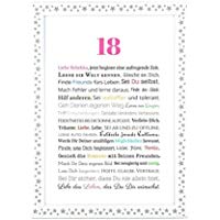 18. Geburtstag - Geschenkidee zur Volljährigkeit - Personalisiertes Bild mit Rahmen - Geburtstagsgeschenk für Mädchen/Frauen oder Beigabe zum Geldgeschenk, Kunstdruck, DIN A4