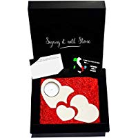 3 Herzen werden 1 - Teelicht Kerzenhalter aus Stein - Box und Nachrichtenkarte enthalten - Geschenk Geschenkidee Geburtstag Jahrestag Hochzeitstag Hochzeit Männer Frauen Mädchen Mama Papa zur geburt