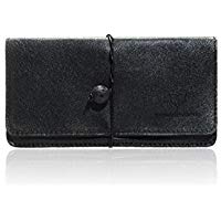 Schwarzer lederner Tabakbeutel, Koffer, Tasche, mit Gurt und Lavastein, italienisches handgemachtes Produkt mit italienischem Echtleder - Geschenkideen - Unisex