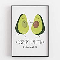 Geschenk beste Freundin Geburtstag persönlich ungerahmt Avocado Kunstdruck personalisiert kleine Geschenkidee