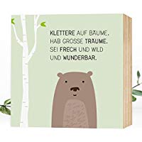 Wunderpixel® Holzbild Brumm-Bär - 15x15x2 zum Hinstellen/Aufhängen, Spruch - schwarz-weißes Holz-Schild Bild Poster Aufsteller zur Deko im Büro/Wohnung/Geschenk-Idee Mitbringsel Geburtstag