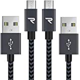 Rampow Micro USB Kabel, 1M/2-Stück, mit Nylon geflochtenes USB Ladekabel 2,4A geeignet für Android Smartphones, Samsung Galaxy, HTC, Huawei, Sony, Nexus, Nokia, Kindle und mehr, Space Grau