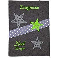 Zeugnismappe mit Namen(A4) incl.zeugniss Hefter Filz wunschtext