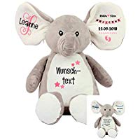 Elefant Baby-Geschenk Geschenkidee zur Geburt & Taufe personalisiert mit Namen Geburtsdaten Taufspruch