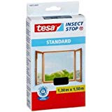 tesa Insect Stop STANDARD Fliegengitter für Fenster - Insektenschutz zuschneidbar - Mückenschutz ohne Bohren - Fliegen Netz anthrazit, 130 cm x 150 cm