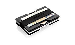 Premium Kreditkartenetui aus Aluminium mit Münzfach und Geldklammer Nano - RFID NFC Schutz - Slim Wallet Kartenetui - Filzschutz gegen Kartenabrieb - Geldbörse Portmonee für Minimalisten