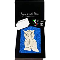 Eule aus Stein - Symbol der Weisheit - Handgemacht in Italien - Box und Nachrichtenkarte enthalten - Geschenk Geschenkidee Geburtstag Jahrestag Hochzeitstag Hochzeit Männer Frauen Mädchen Mama Papa