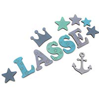 Holzbuchstaben Kinderzimmertür, Dekobuchstaben, in tollen Farbkombinationen I Inkl. 2 Sternen sowie Klebepads I Perfektes Geburtsgeschenk oder Taufgeschenk I Größe 7cm
