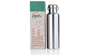 freigeist Edelstahl Trinkflasche 750 ml, Bambusdeckel, Isolierte Thermosflasche doppelwandig, BPA-frei, Für Outdoor, Wandern, Sport
