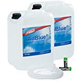 AdBlue® 2 x 10 Liter Kanister von Hoyer mit Ausgießer für Audi, VW, Mercedes + 2 Stück Musterbatterien Mignon AA CardioCell Plus Batterien Erstausrüster Qualität