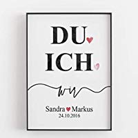 Geschenk zum Hochzeitstag Jahrestag Verlobung Valentinstag Geburt Mädchen Junge Geburtsgeschenk personalisiert Baby Schwangere Schwangerschaft Bild Kunstdruck du ich wir - ungerahmt