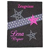 Zeugnismappe mit Namen(A4) incl.zeugniss Hefter Filz wunschtext Pink