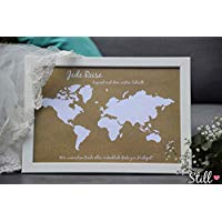 Vintage Geldgeschenk *Weltkarte* zur Hochzeit inkl. Rahmen