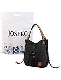JOSEKO Canvas Tasche, Damen Rucksack Handtasche Vintage Umhängentasche Segeltuch Hobotasche für Alltag Büro Schule Reise