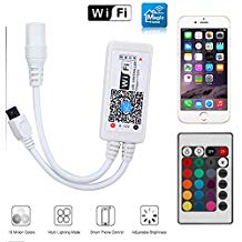 RGB Led Streifen Kontroller Mini Wifi Controller für LED Strip 16 Millionen Farbbeleuchtung 20 Dynamische Modi, mit Fernbedienung/Alexa/Android/IOS System gesteuert 5V-28V