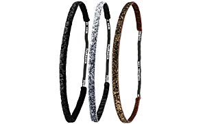 Ivybands® | Das Anti-Rutsch Haarband | 3-er Pack | Glitzer Edition | Schwarz Glitzer, Dunkel Metall Glitzer, Braun Glitzer Superthin | One size | IVY261 IVY260 IVY133