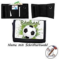 Kinder Geldbörse mit Name/Fußball Geldbeutel/Klettverschluss/Personalisiert/Schriftart Wählbar