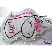 EINHORN mit Namen personalisierbar Schlüsselanhänger Taschenanhänger tolles Geschenk z. Geburtstag Muttertag Ostern