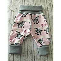 Süße Baby-Hose Pumphose newborn Mädchen Gr. 56-68 Esel grau-rosa Bio-Cotton